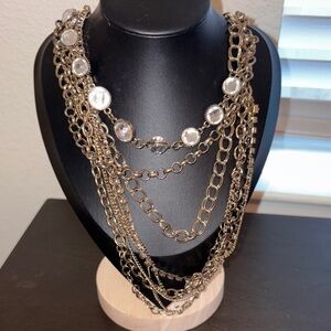 New York & Company Gold and Silver Multi-Layer Necklace